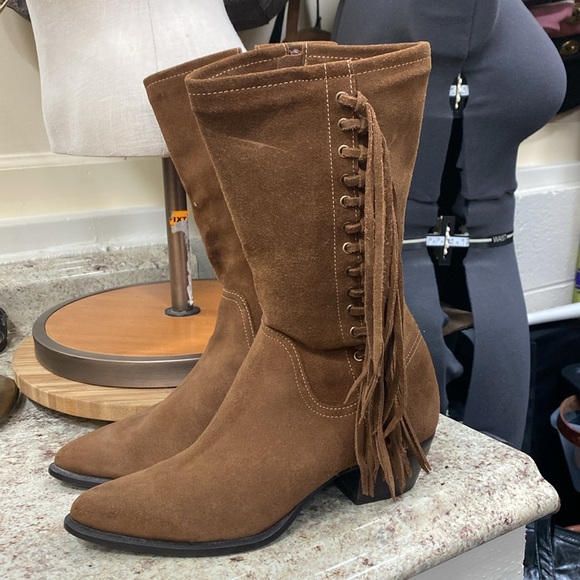 Durango vintage women’s size 7 medium suede leather fringe boots - Picture 1 of 11